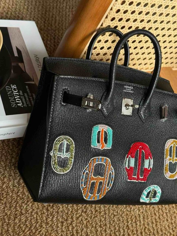 HERMÈS Limited Edition Birkin 20 Sellier Bouclerie Moderne Casaque Noir (89) Chevre x Palladium hardware