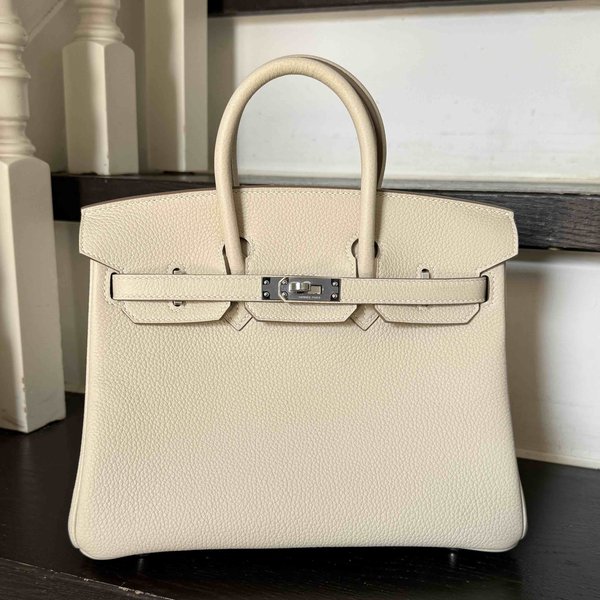 Hermès Birkin 25 Craie Togo x Palladium Hardware