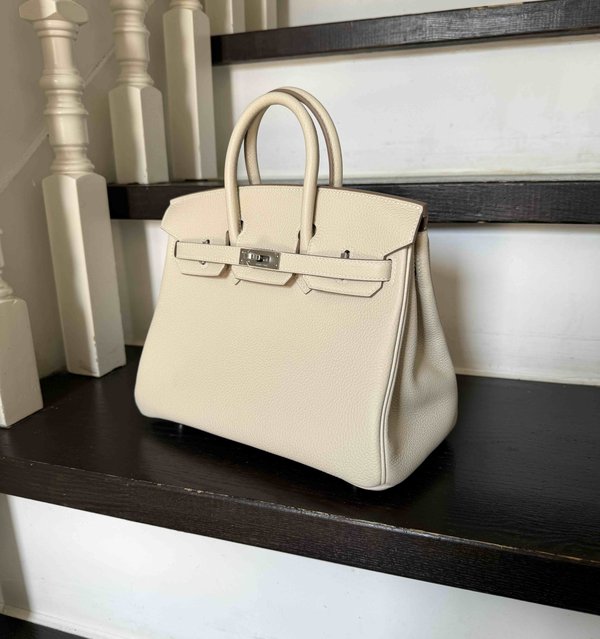 Hermès Birkin 25 Craie Togo x Palladium Hardware