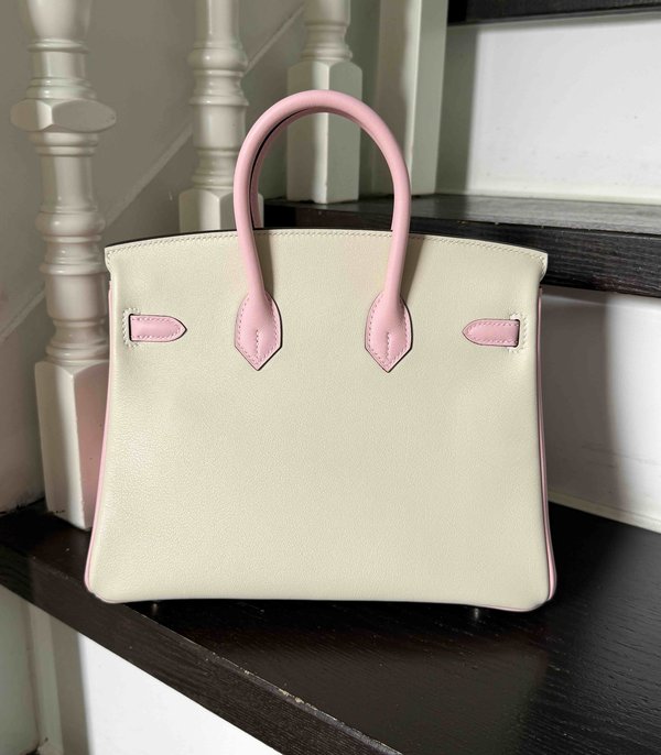 Hermès Birkin25 Swift Rose Sakura x Craie x Palladium Hardware
