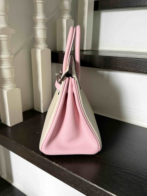 Hermès Birkin25 Swift Rose Sakura x Craie x Palladium Hardware