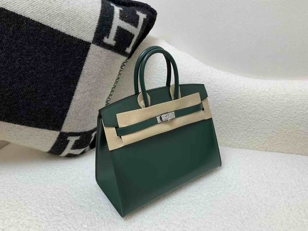 Hermès Birkin 25 Box Vert Fonce x Palladium Hardware