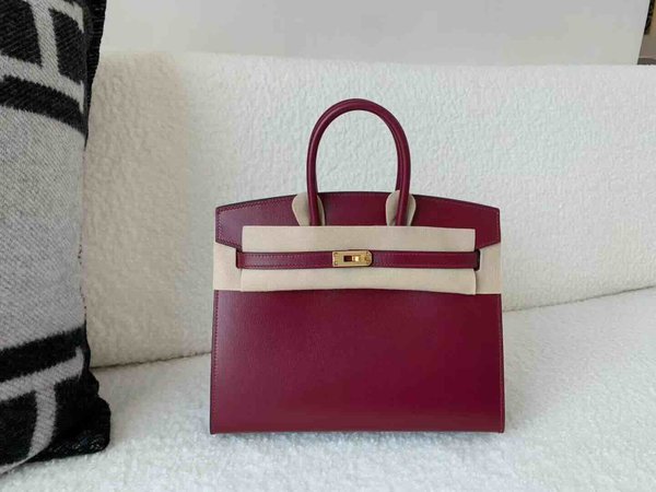 Hermès Birkin 25 Sellier Box Bordeaux x Gold Hardware