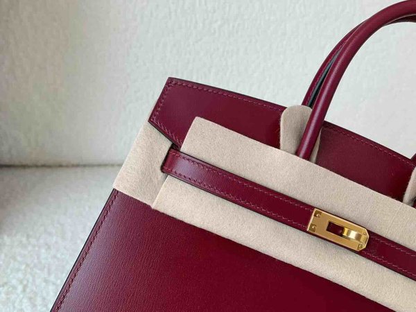 Hermès Birkin 25 Sellier Box Bordeaux x Gold Hardware