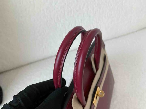 Hermès Birkin 25 Sellier Box Bordeaux x Gold Hardware