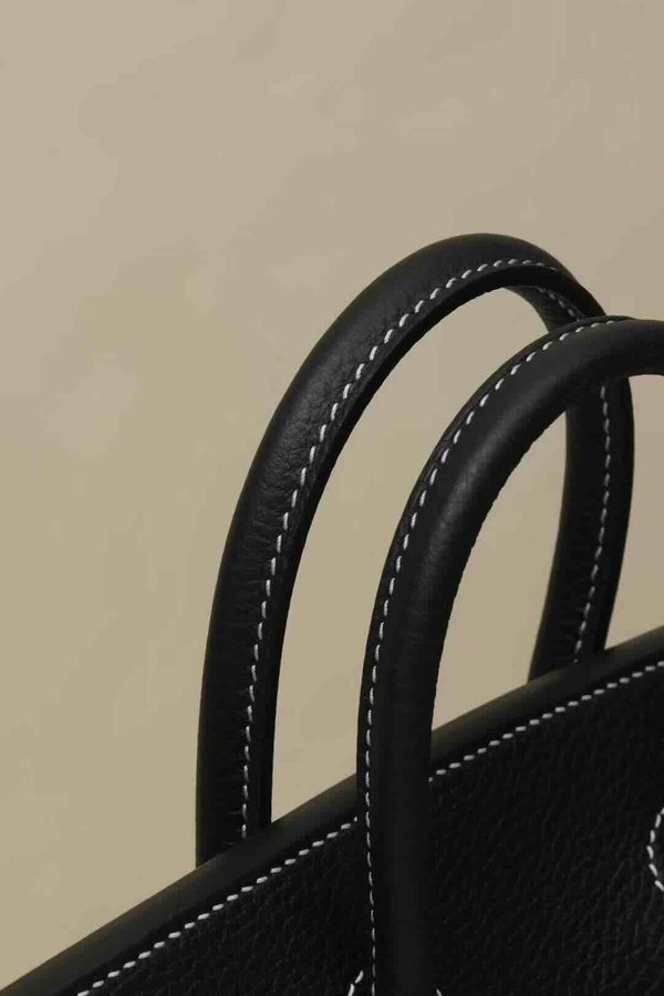 Hermès Birkin 25 Togo Noir White Stich x Palladium Hardware