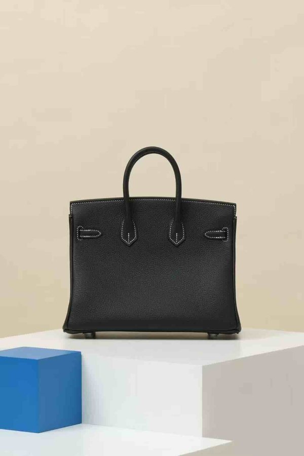 Hermès Birkin 25 Togo Noir White Stich x Palladium Hardware