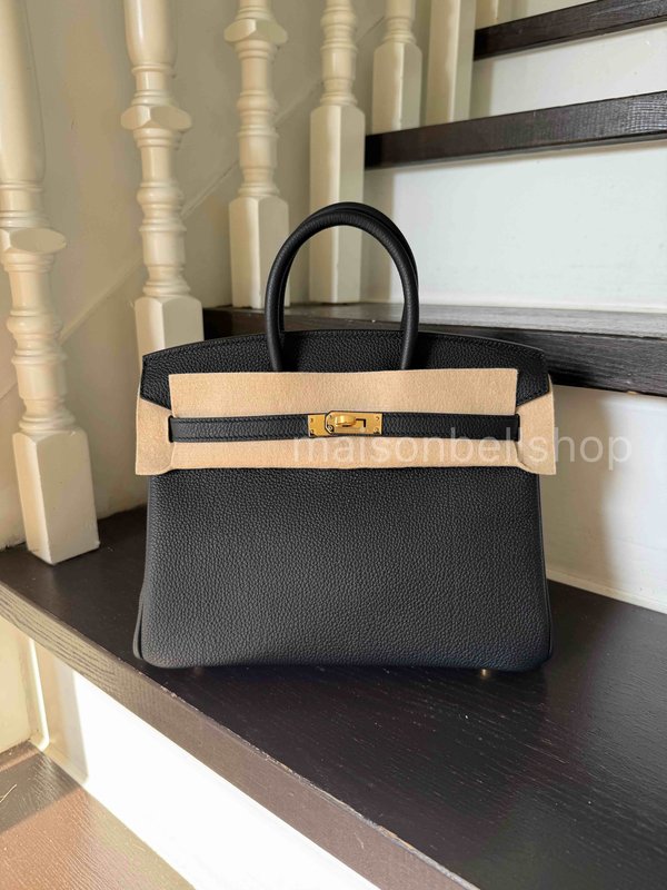 Hermès Birkin 25 Togo Noir x Gold Hardware (Veins)