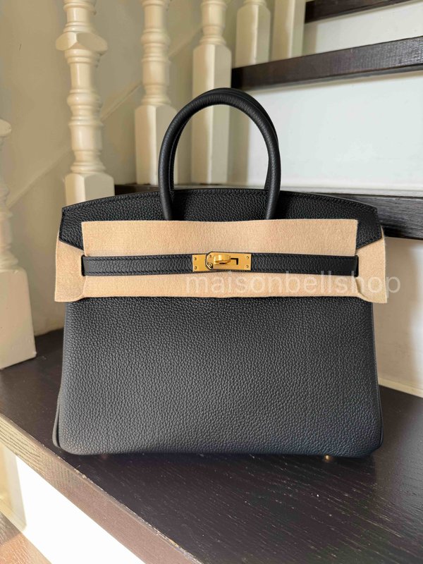 Hermès Birkin 25 Togo Noir x Gold Hardware (Veins)