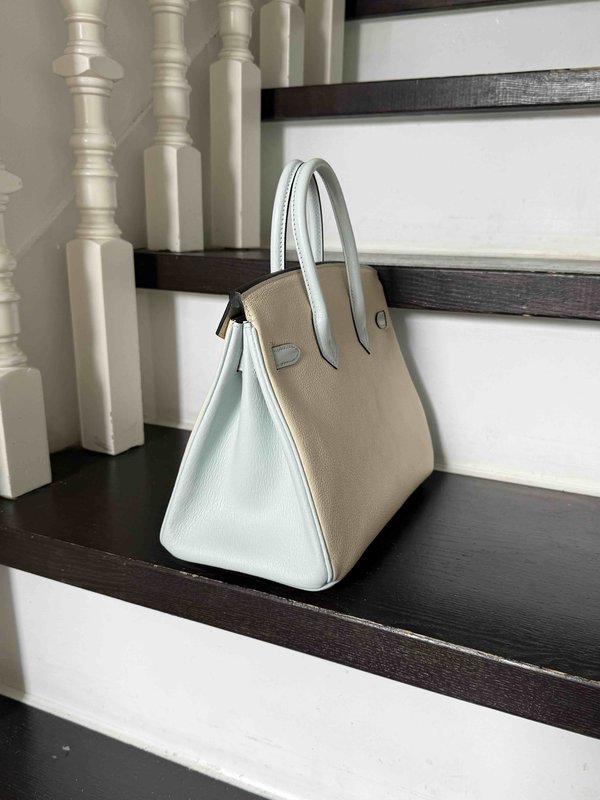 Hermès Birkin25 Chevre Mysore Nata x Blue Brume x Palladium Hardware(HCP)