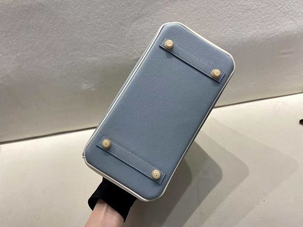 Hermès Birkin 25 Epsom Bleu de Prusse & White x Gold Hardware