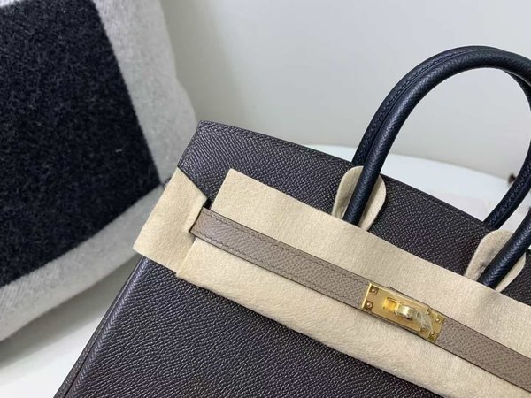 Hermès Birkin 25 Epsom Ebene & Etoupe x Gold Hardware