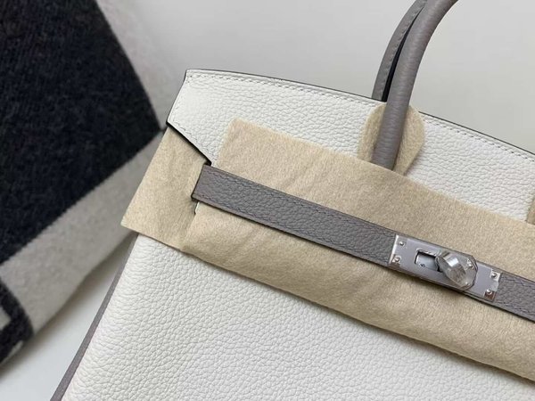 Hermès Birkin 25 Togo Craie and Gris Tourterelle x Palladium Hardware