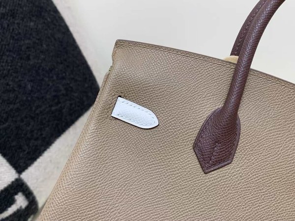 Hermès Birkin 25 in Etoupe with White Strap x Palladium Hardware