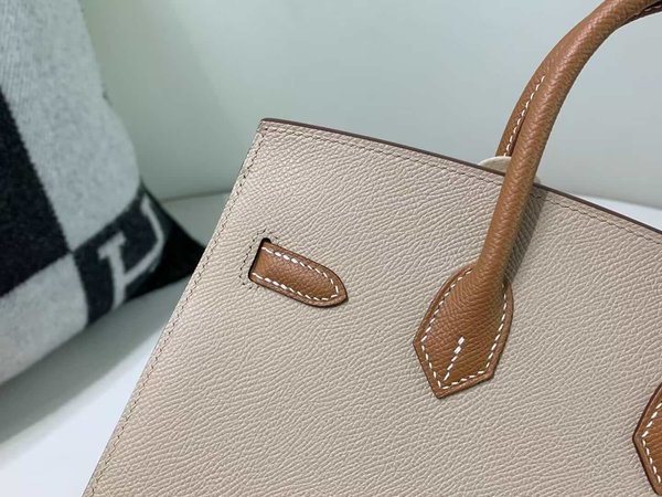 Hermès Birkin 25 Outside Stitch Matte Epsom Trench Grey with Gold Brown x Gold Hardware