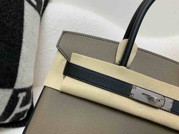 Hermès Birkin 30 Togo Etoupe & Noir x Palladium Hardware