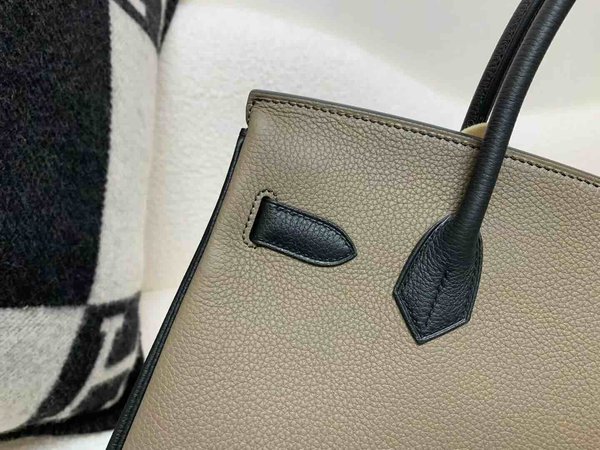 Hermès Birkin 30 Togo Etoupe & Noir x Palladium Hardware