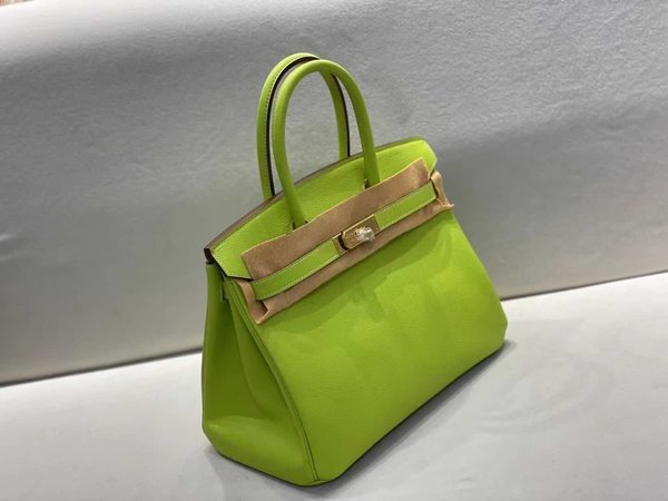 Hermès Birkin 30 Evercolor Kiwi Green x Gold Hardware
