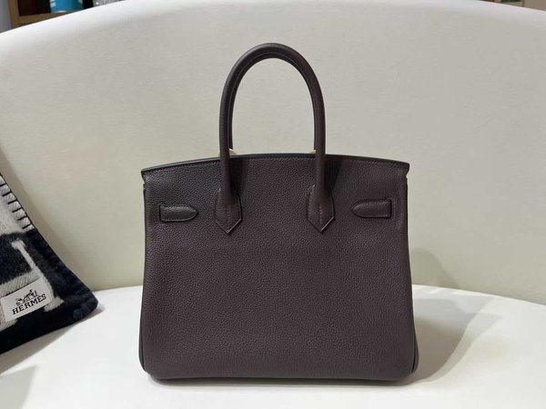 Hermès Birkin 30 Togo Ebony with Caramel x Palladium Hardware