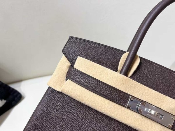 Hermès Birkin 30 Togo Ebony with Caramel x Palladium Hardware
