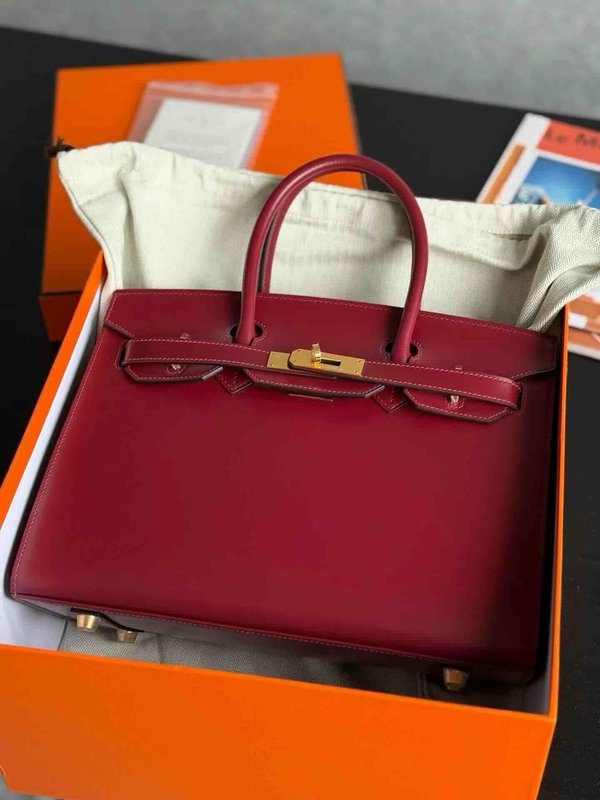 Hermès Birkin 30 Box Rouge H x Gold Hardware