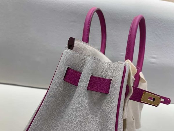 Hermès Birkin 30 Togo White & Rose Pourpre x Gold Hardware
