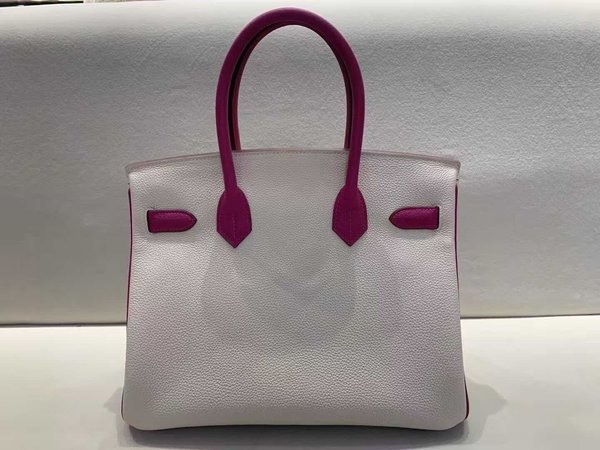 Hermès Birkin 30 Togo White & Rose Pourpre x Gold Hardware