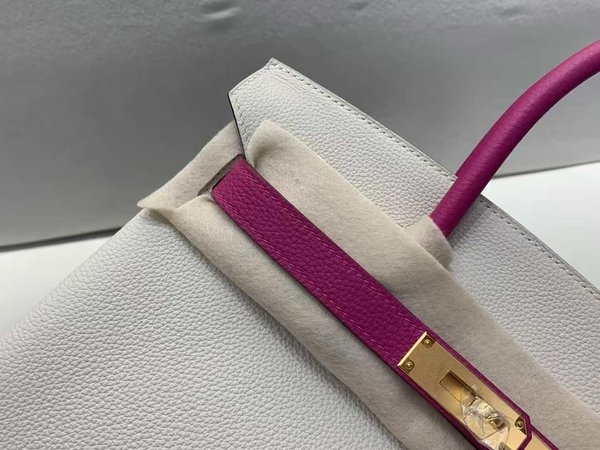 Hermès Birkin 30 Togo White & Rose Pourpre x Gold Hardware