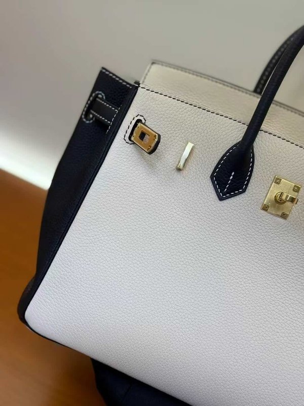 Hermès Birkin 30 Togo Craie with Black x Gold Hardware