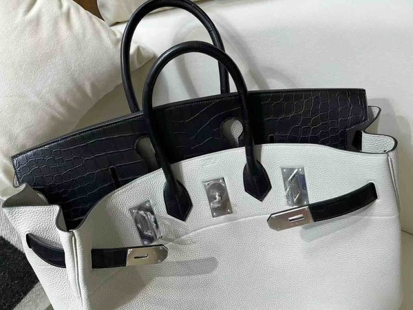 Hermès Birkin 50 HAC Touch Togo Gris Perle & Noir x Palladium Hardware