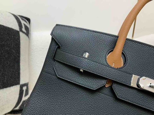 Hermès Birkin 40 HAC Togo Noir & Gold & Royal Blue x Palladium Hardware