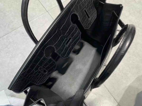 Hermès Birkin 40 HAC Matte Porosus Crocodile Noir x Palladium Hardware