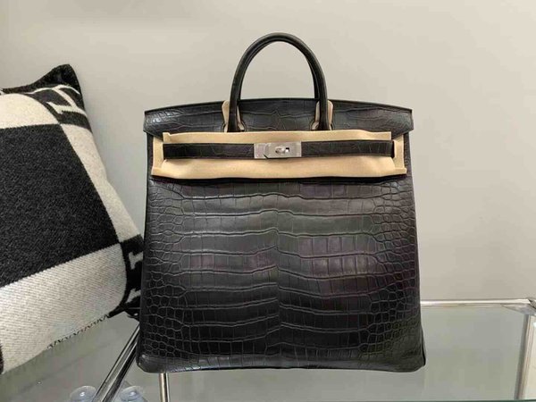 Hermès Birkin 40 HAC Matte Porosus Crocodile Noir x Palladium Hardware