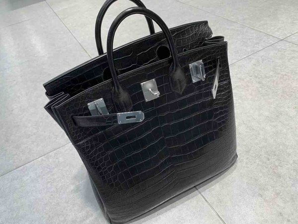 Hermès Birkin 40 HAC Matte Porosus Crocodile Noir x Palladium Hardware