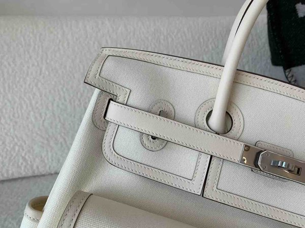 Hermès Birkin 35 Cargo Swift & Canvas Craie x Palladium Hardware
