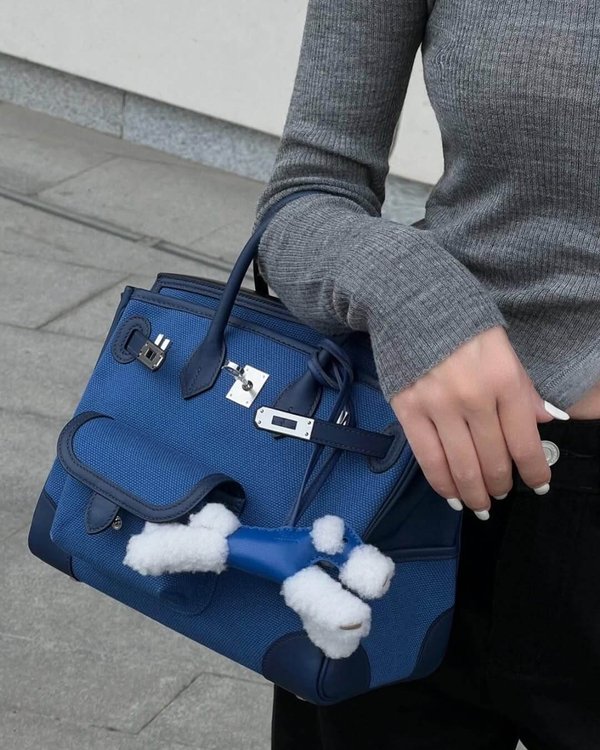 Hermès Cargo Birkin25 Blue Egee Toile Goeland / Navy Swift&Palladium Hardware