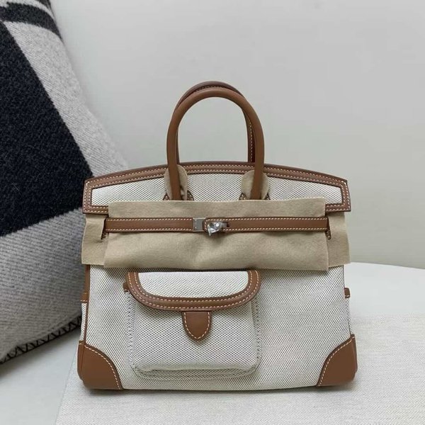 Hermès Birkin 25 Cargo Canvas with Swift Gold Brown – Palladium Hardware