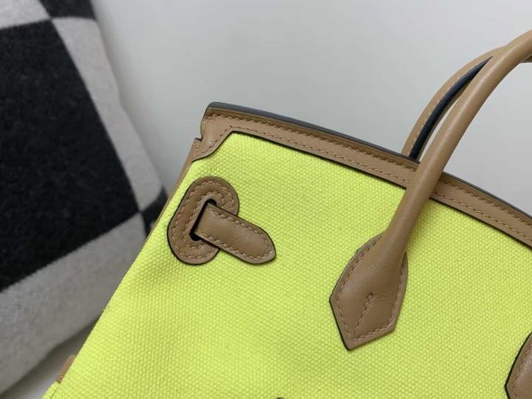 Hermès Birkin 25 Cargo Canvas with Swift Lemon Yellow x Palladium Hardware