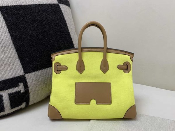 Hermès Birkin 25 Cargo Canvas with Swift Lemon Yellow x Palladium Hardware
