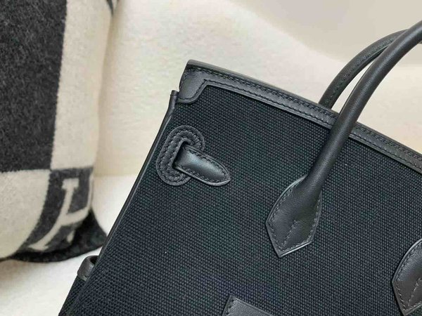 Hermès Birkin 25 Cargo Noir Toile x Swift x Palladium Hardware