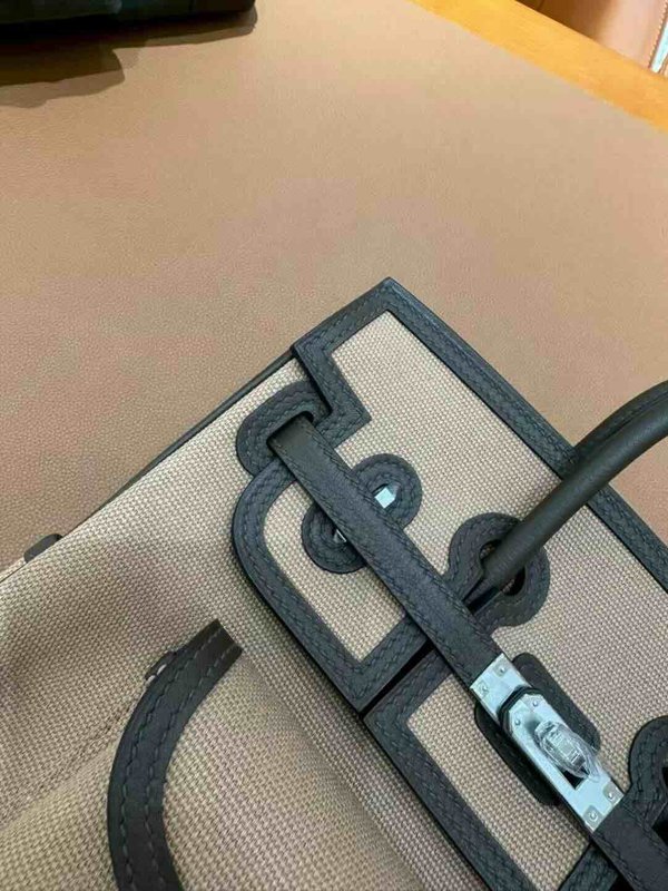 Hermès Birkin 25 Cargo Canvas & Swift Gris Mousse x Palladium Hardware