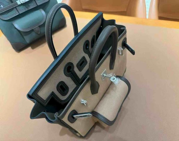 Hermès Birkin 25 Cargo Canvas & Swift Gris Mousse x Palladium Hardware