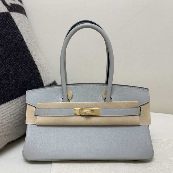 Hermès Shoulder Birkin 29 Retourne Gris Pale Evercolor x Gold Hardware