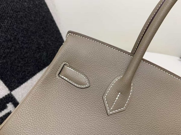 Hermès Shoulder Birkin 29 Evercolor Etoupe x Gold Hardware