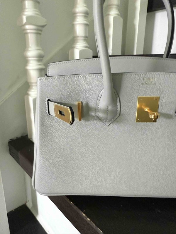 Hermès Shoulder Birkin29 Evercolor Blue Pale x Palladium Hardware