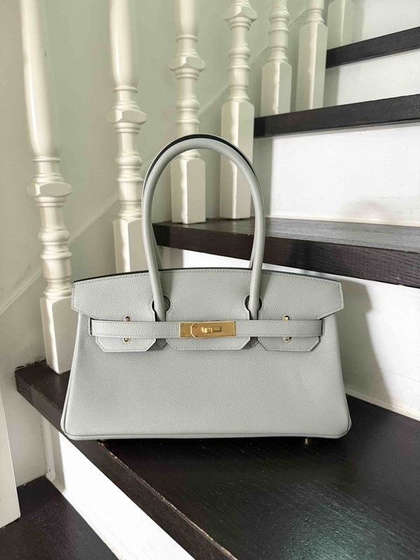 Hermès Shoulder Birkin29 Evercolor Blue Pale x Palladium Hardware