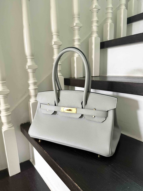 Hermès Shoulder Birkin29 Evercolor Blue Pale x Palladium Hardware
