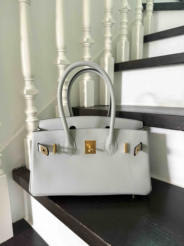 Hermès Shoulder Birkin29 Evercolor Blue Pale x Palladium Hardware