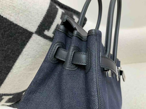 Hermès Birkin Shoulder 29 Canvas & Swift Blue x Palladium Hardware