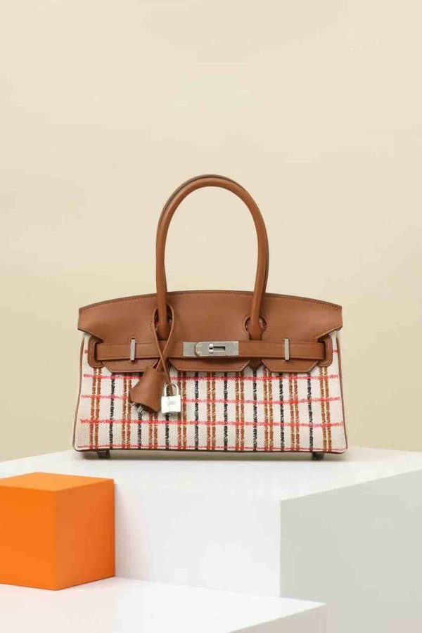 HERMÈS Birkin Shoulder Light 29 Noir (89) Ecru Swift Toile H canvas x Palladium hardware